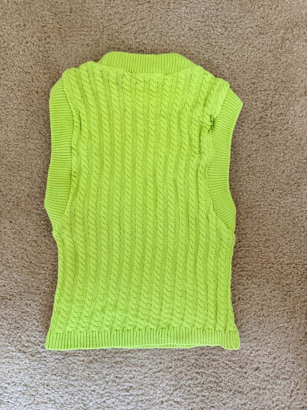 Nasty Gal Lime Green Cable Knit Sweater Vest Mock Neck Soft Girl Preppy Size M - Picture 5 of 5